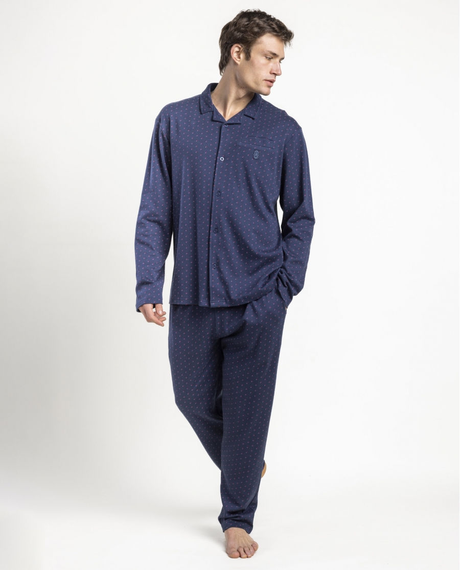 ADMAS CLASSIC Pijama Abierto Manga Larga Edges para Hombre MARINO