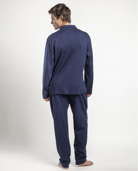 ADMAS CLASSIC Pijama Abierto Manga Larga Edges para Hombre MARINO 2