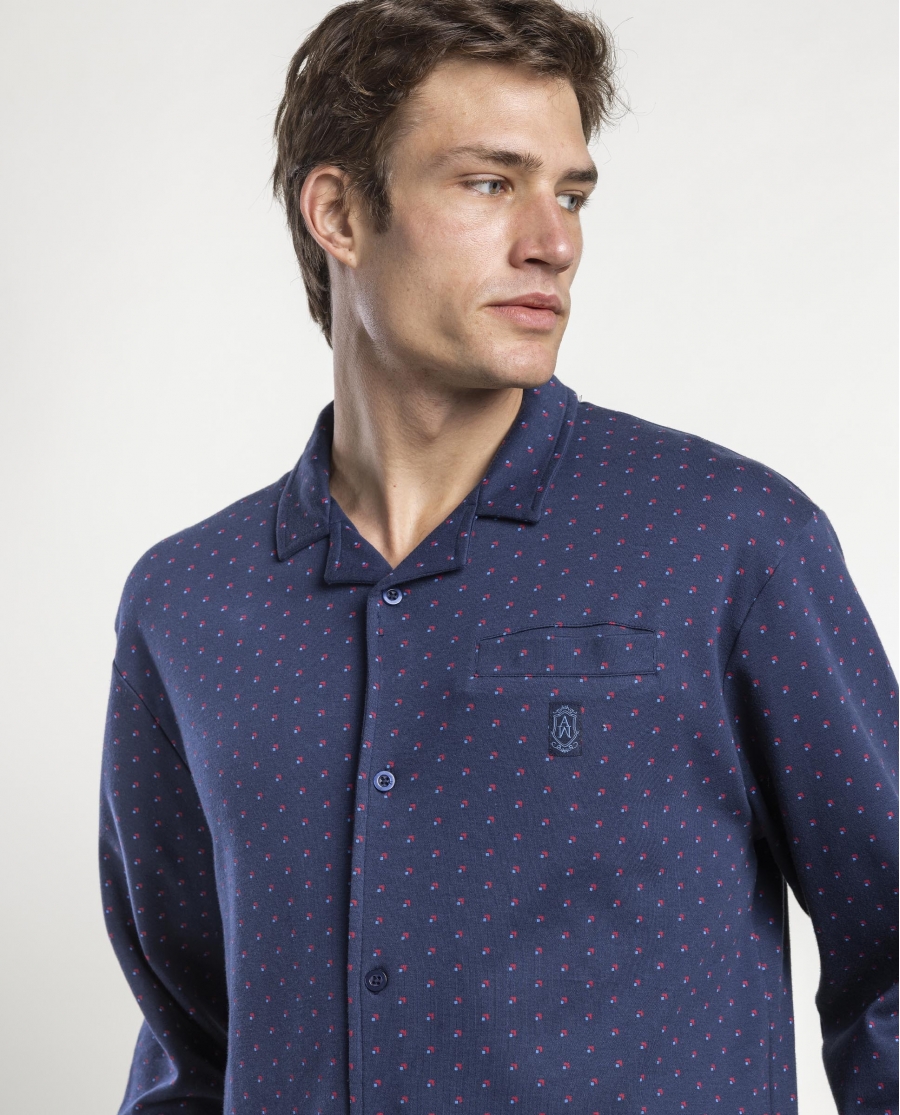 ADMAS CLASSIC Pijama Abierto Manga Larga Edges para Hombre MARINO