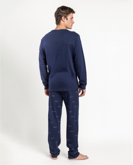 ADMAS Pijama Manga Larga Follow Your Dreams Plane para Hombre MARINO 2