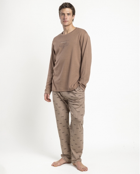 ADMAS Pijama Manga Larga Brown New York Center para Hombre MARRON