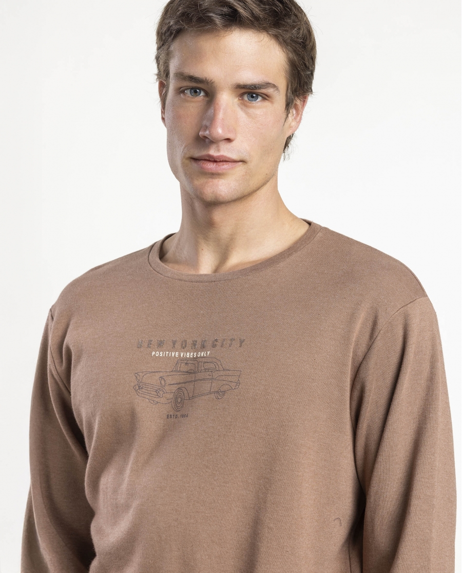 ADMAS Pijama Manga Larga Brown New York Center para Hombre MARRON