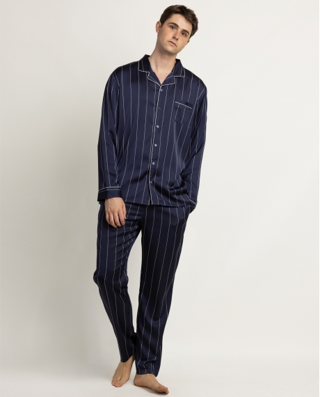 ADMAS LUXURY Pijama Abierto Manga Larga Luxury Diplomatic para Hombre MARINO