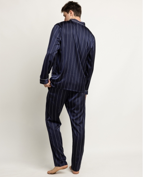 ADMAS LUXURY Pijama Abierto Manga Larga Luxury Diplomatic para Hombre MARINO 2
