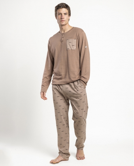 ADMAS Pijama Manga Larga Tapeta Brown New York para Hombre MARRON