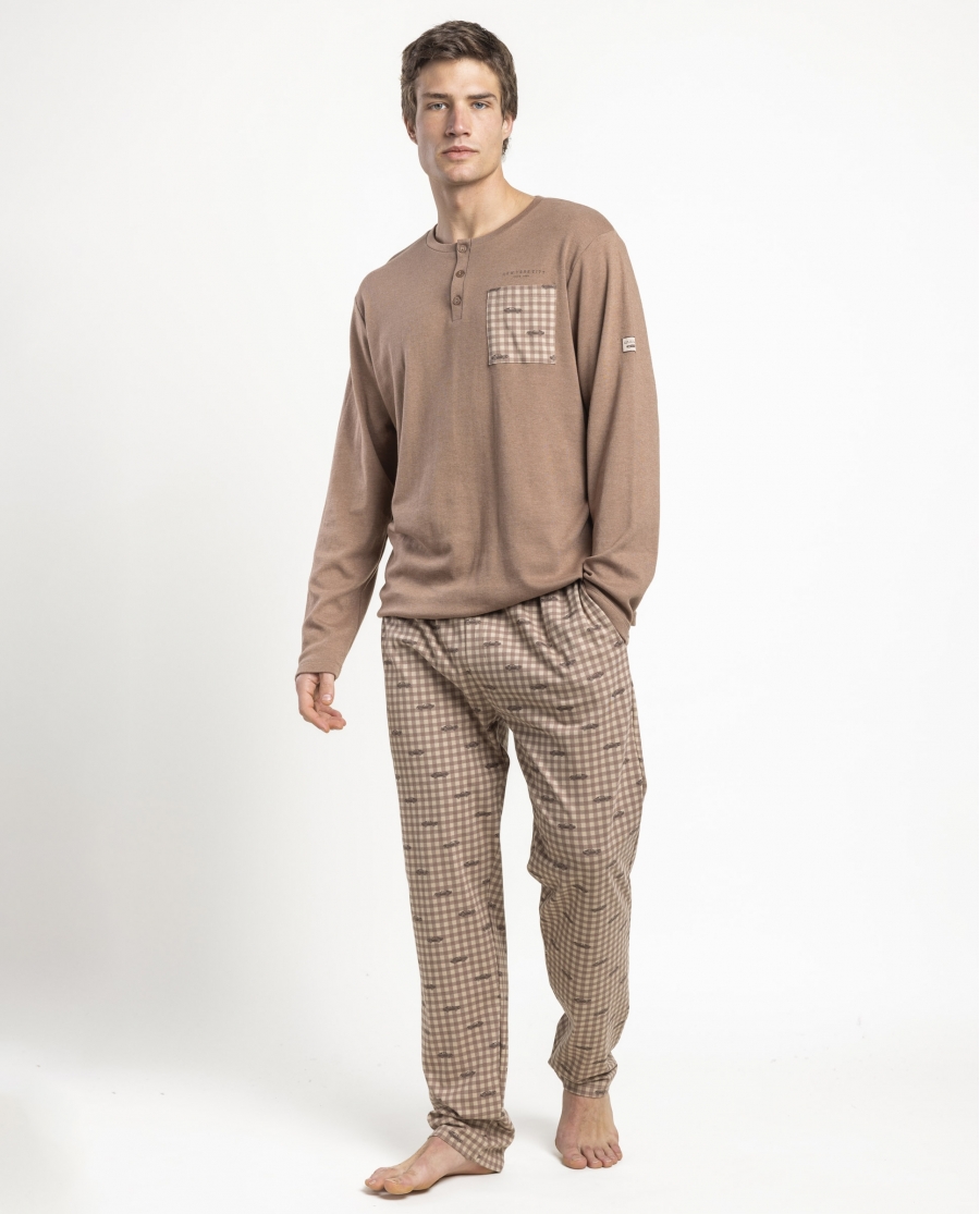 ADMAS Pijama Manga Larga Tapeta Brown New York para Hombre MARRON