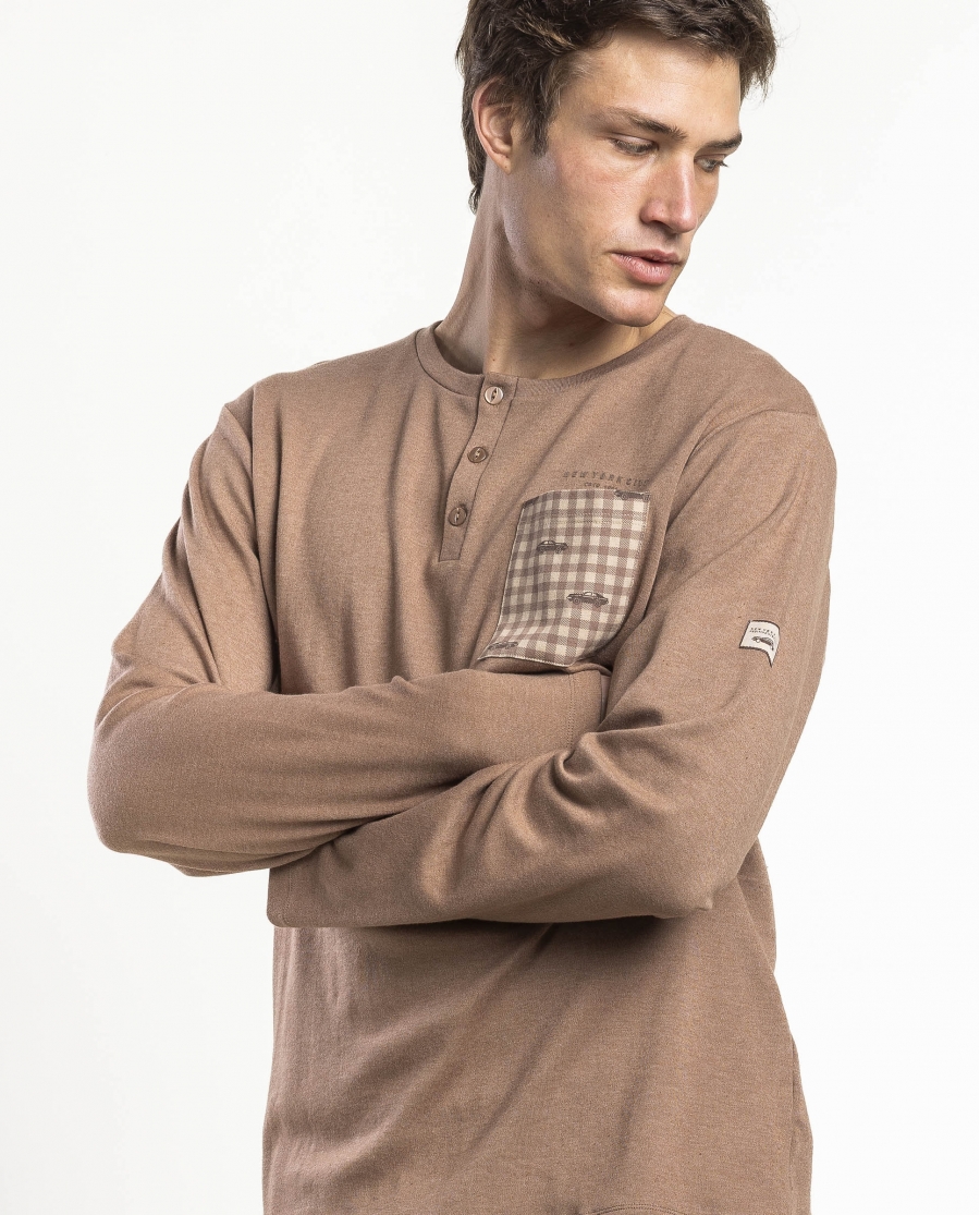 ADMAS Pijama Manga Larga Tapeta Brown New York para Hombre MARRON