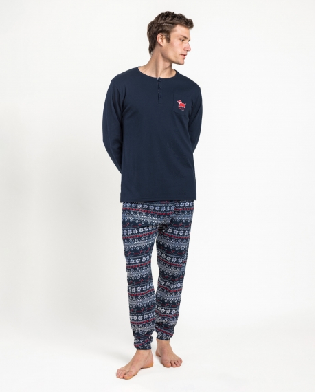 ADMAS Pijama Manga Larga Tapeta Lou Lou Cold para Hombre MARINO