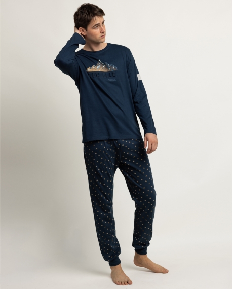 NEW PLAN Pijama Manga Larga Terrain para Hombre AZUL