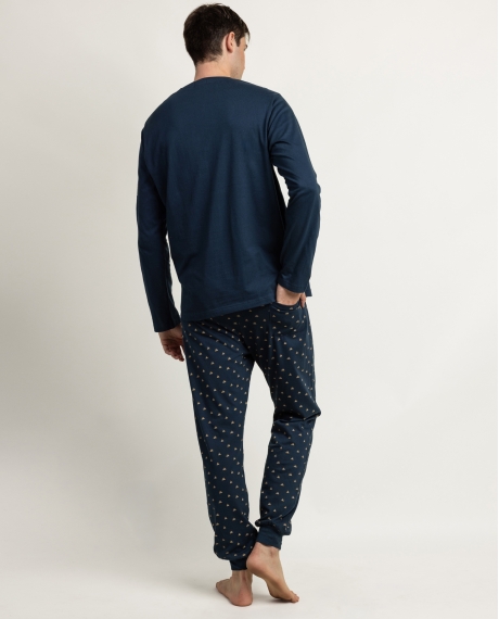 NEW PLAN Pijama Manga Larga Terrain para Hombre AZUL 2