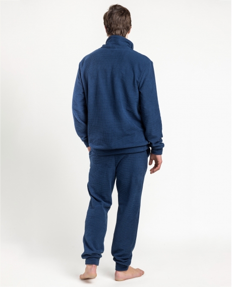 ADMAS HOME Pijama Calentito Manga Larga Honeycomb para Hombre AZUL 2