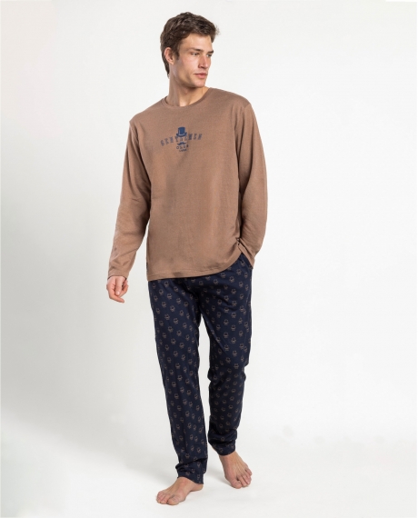 ADMAS Pijama Manga Larga Brown Gentleman para Hombre MARRON