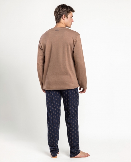 ADMAS Pijama Manga Larga Brown Gentleman para Hombre MARRON 2