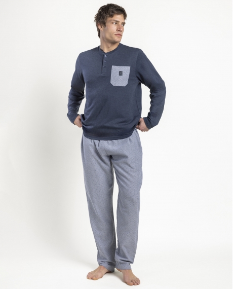 ADMAS CLASSIC Pijama Manga Larga Tapeta Stone para Hombre AZUL