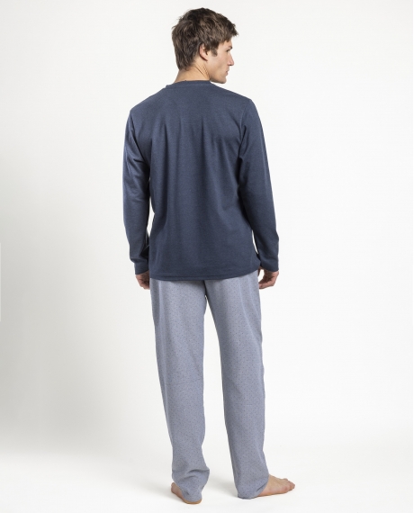 ADMAS CLASSIC Pijama Manga Larga Tapeta Stone para Hombre AZUL 2