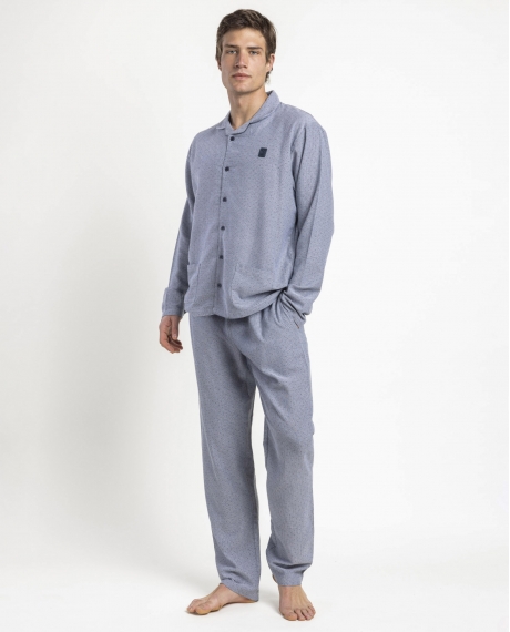 ADMAS CLASSIC Pijama Abierto Manga Larga Stone para Hombre AZUL