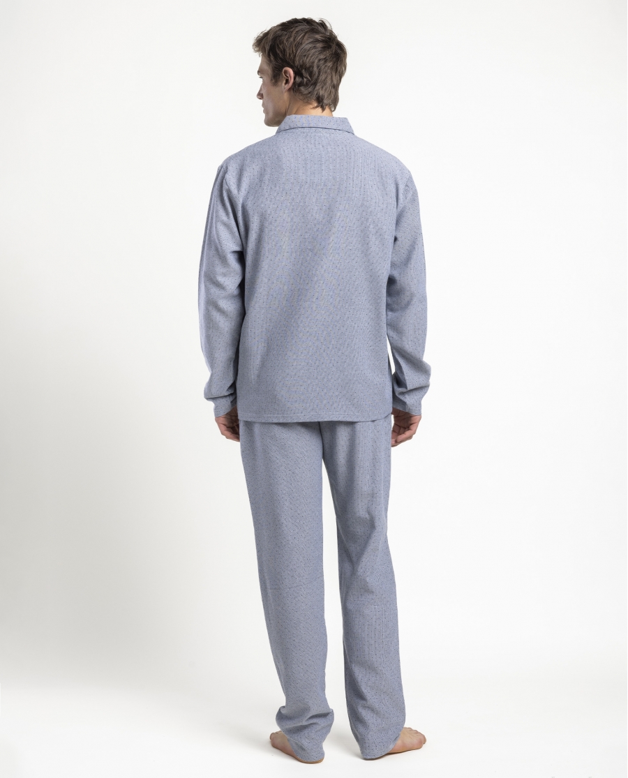 ADMAS CLASSIC Pijama Abierto Manga Larga Stone para Hombre AZUL
