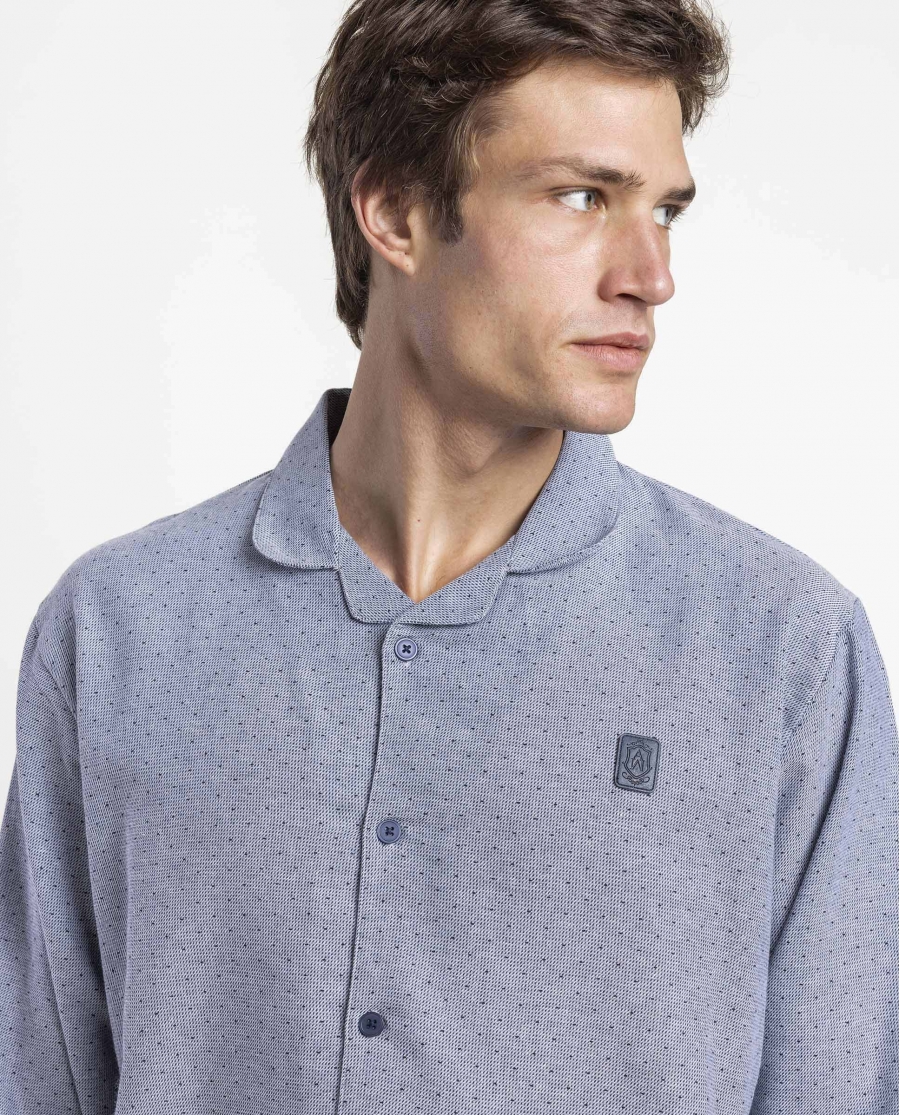 ADMAS CLASSIC Pijama Abierto Manga Larga Stone para Hombre AZUL