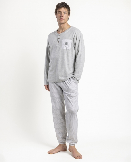 ADMAS CLASSIC Pijama Manga Larga Tapeta Heritage para Hombre GRIS JASPE