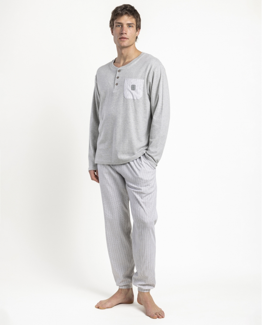 ADMAS CLASSIC Pijama Manga Larga Tapeta Heritage para Hombre GRIS JASPE