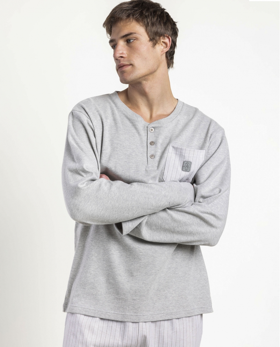 ADMAS CLASSIC Pijama Manga Larga Tapeta Heritage para Hombre GRIS JASPE