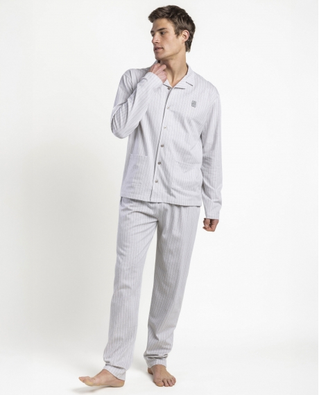 ADMAS CLASSIC Pijama Abierto Manga Larga Heritage para Hombre GRIS