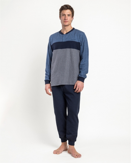 ADMAS MAGNIFIC Pijama Manga Larga Tapeta Stellar para Hombre AZUL