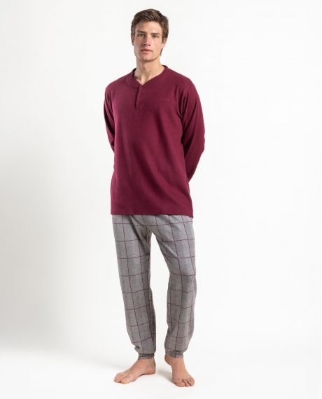 ADMAS MAGNIFIC Pijama Manga Larga Tapeta Windsor para Hombre GRANATE