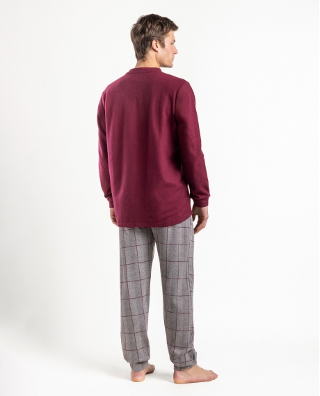 ADMAS MAGNIFIC Pijama Manga Larga Tapeta Windsor para Hombre GRANATE 2