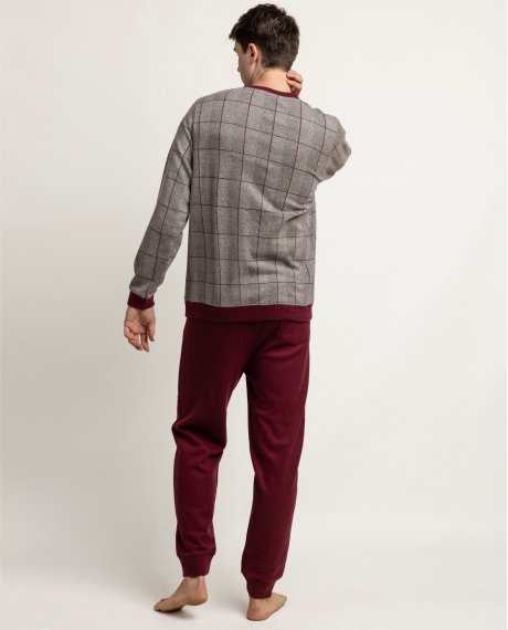 ADMAS MAGNIFIC Pijama Manga Larga Pico Windsor para Hombre GRANATE 2