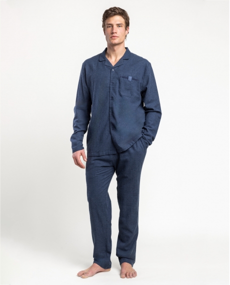 ADMAS CLASSIC Pijama Abierto Manga Larga Denim para Hombre AZUL