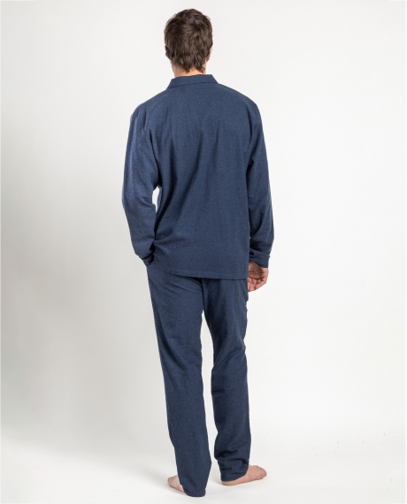 ADMAS CLASSIC Pijama Abierto Manga Larga Denim para Hombre AZUL 2