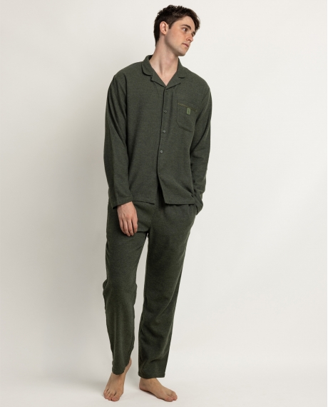 ADMAS CLASSIC Pijama Abierto Manga Larga Denim para Hombre VERDE