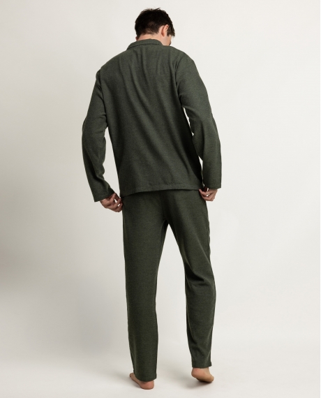ADMAS CLASSIC Pijama Abierto Manga Larga Denim para Hombre VERDE 2