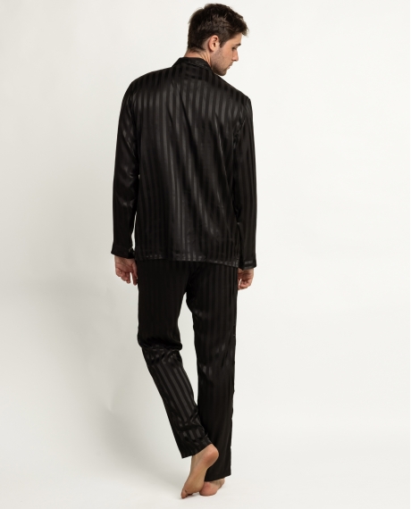 ADMAS Pijama Abierto Manga Larga Say Yes para Hombre NEGRO 2