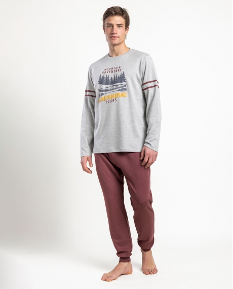 ADMAS Pijama Manga Larga Grey Kayaking para Hombre GRIS JASPE
