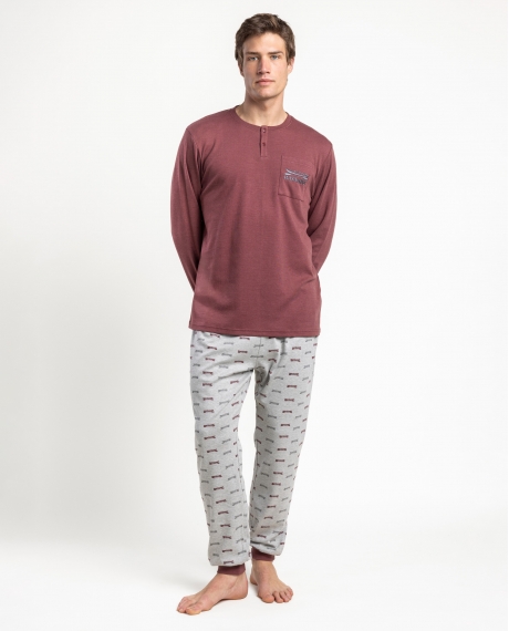 ADMAS Pijama Manga Larga Tapeta Kayaking para Hombre GRANATE