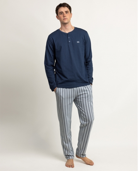 ADMAS Pijama Manga Larga Best Ever para Hombre AZUL