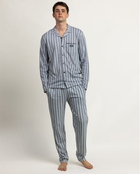 ADMAS Pijama Abierto Manga Larga Best Ever para Hombre AZUL