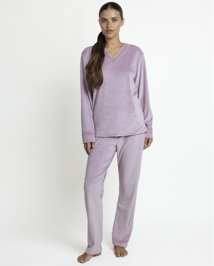ADMAS LUXURY Pijama Manga Larga Guipure para Mujer PETALO