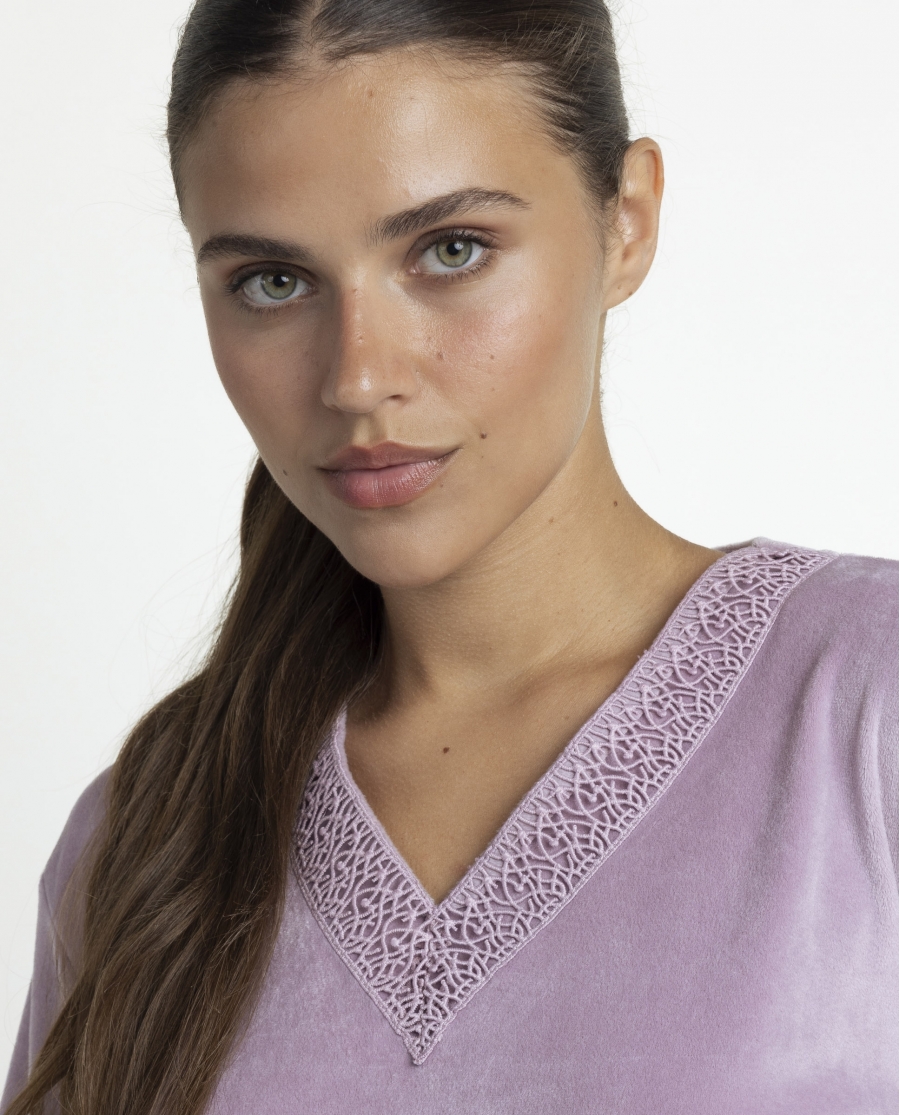 ADMAS LUXURY Pijama Manga Larga Guipure para Mujer PETALO