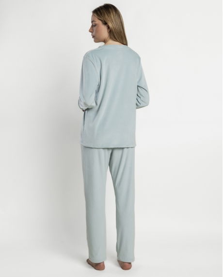 ADMAS LUXURY Pijama Manga Larga Guipure para Mujer AQUA 2