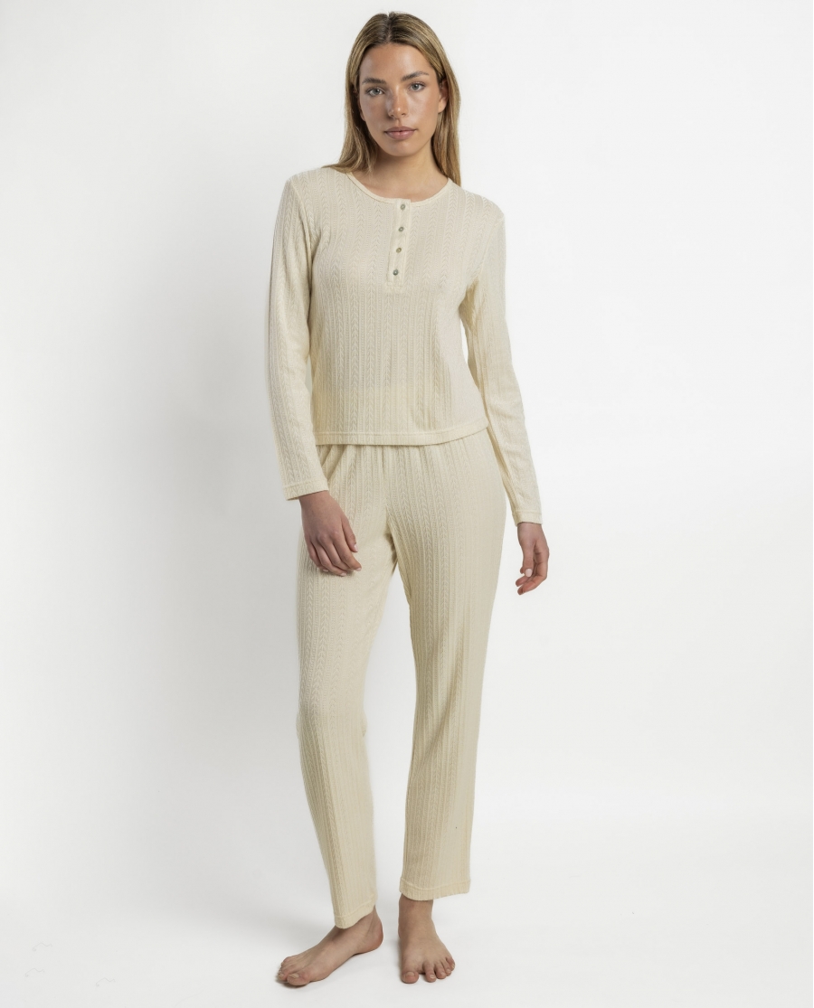 ADMAS CLASSIC Pijama Manga Larga Tricot para Mujer CRUDO