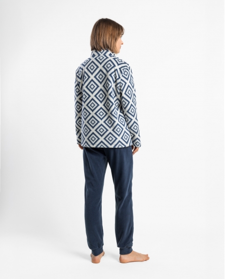 ADMAS CLASSIC Pijama Calentito Manga Larga Tribal para Mujer MARINO 2