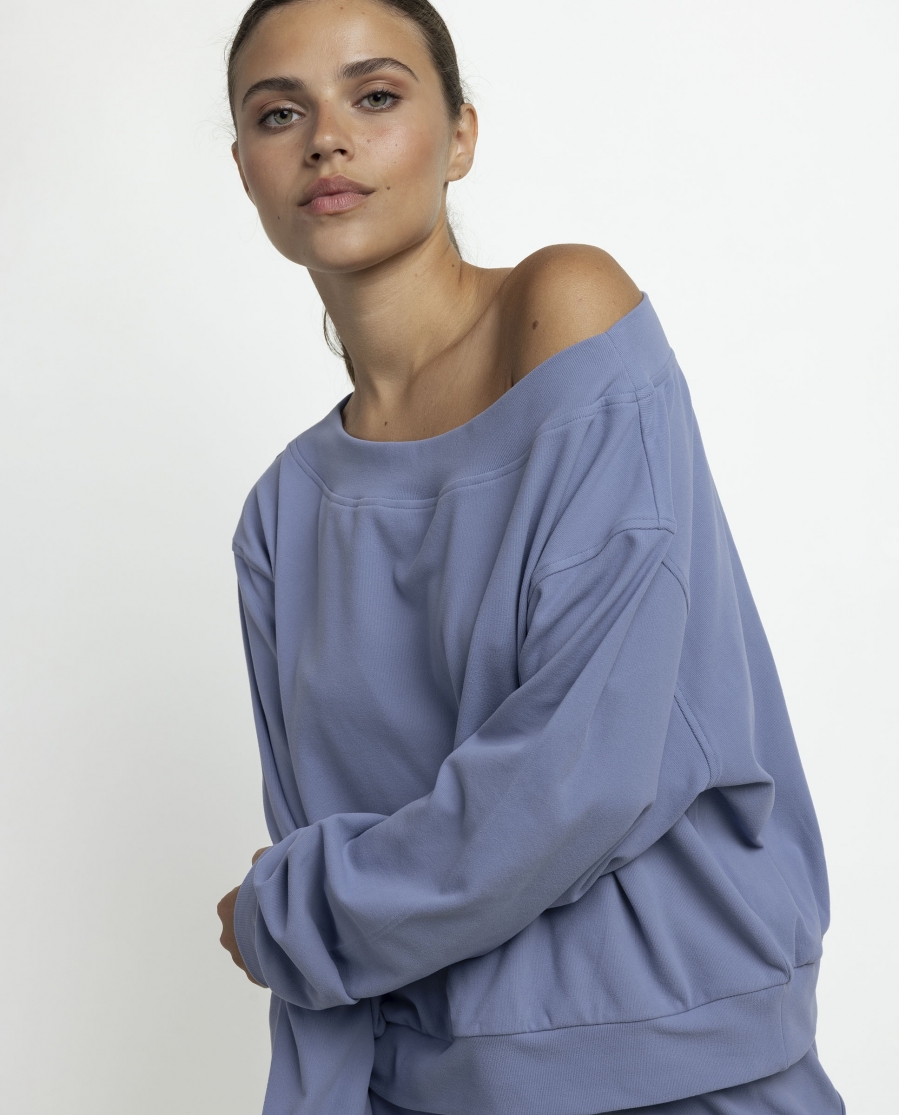ADMAS HOME Pijama Manga Larga Cuello Ancho Yoga Girl para Mujer AZUL