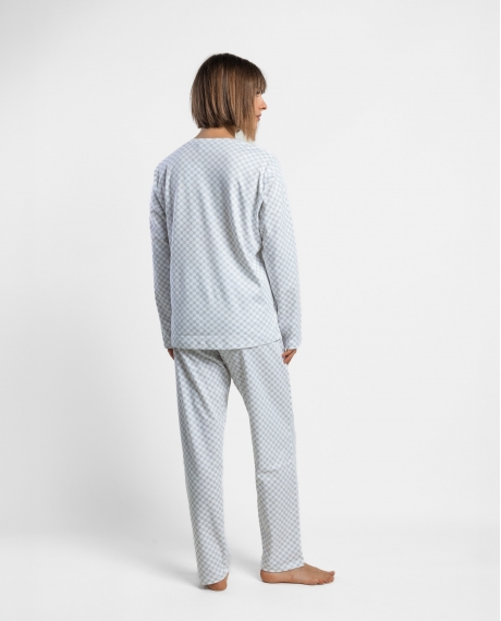 ADMAS CLASSIC Pijama Manga Larga Classic Tapeta Grey Flowers para Mujer PERLA 2