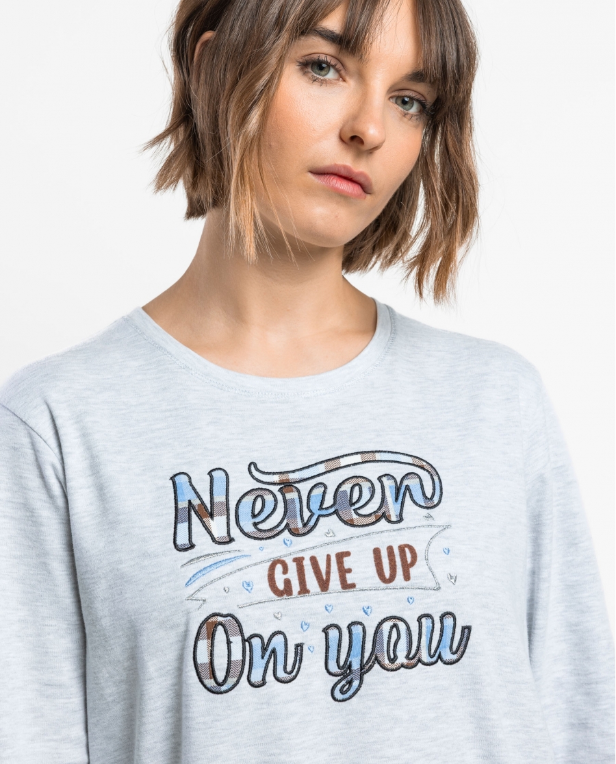 ADMAS Pijama Manga Larga Dreams para Mujer GRIS JASPE