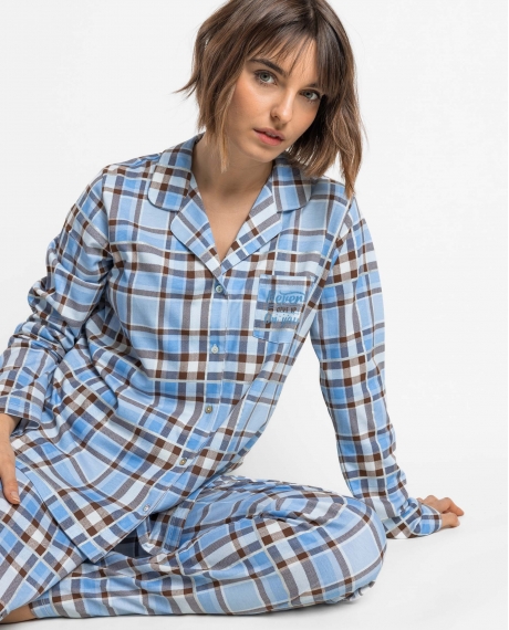 ADMAS Pijama Abierto Manga Larga Dreams para Mujer AZUL 2