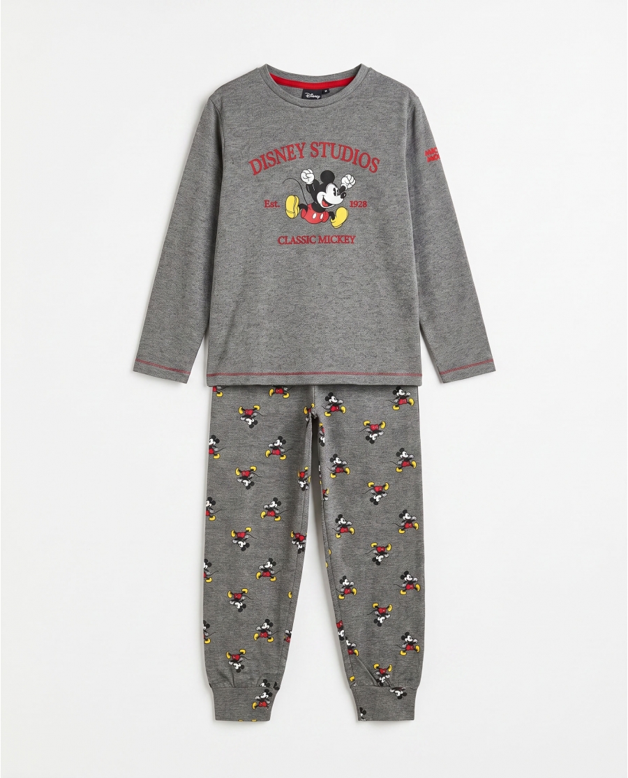DISNEY Pijama Manga Larga Mickey Disney Studios para Niño GRIS JASPE