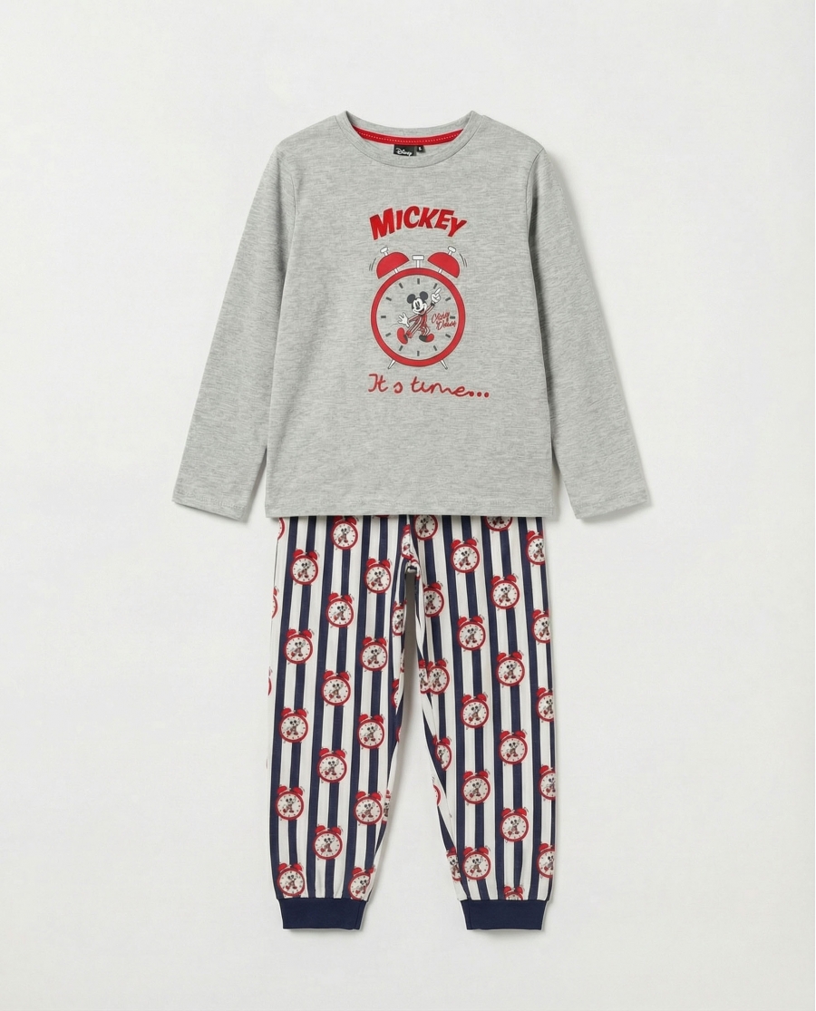 DISNEY Pijama Manga Larga It´S Time para Niño GRIS JASPE